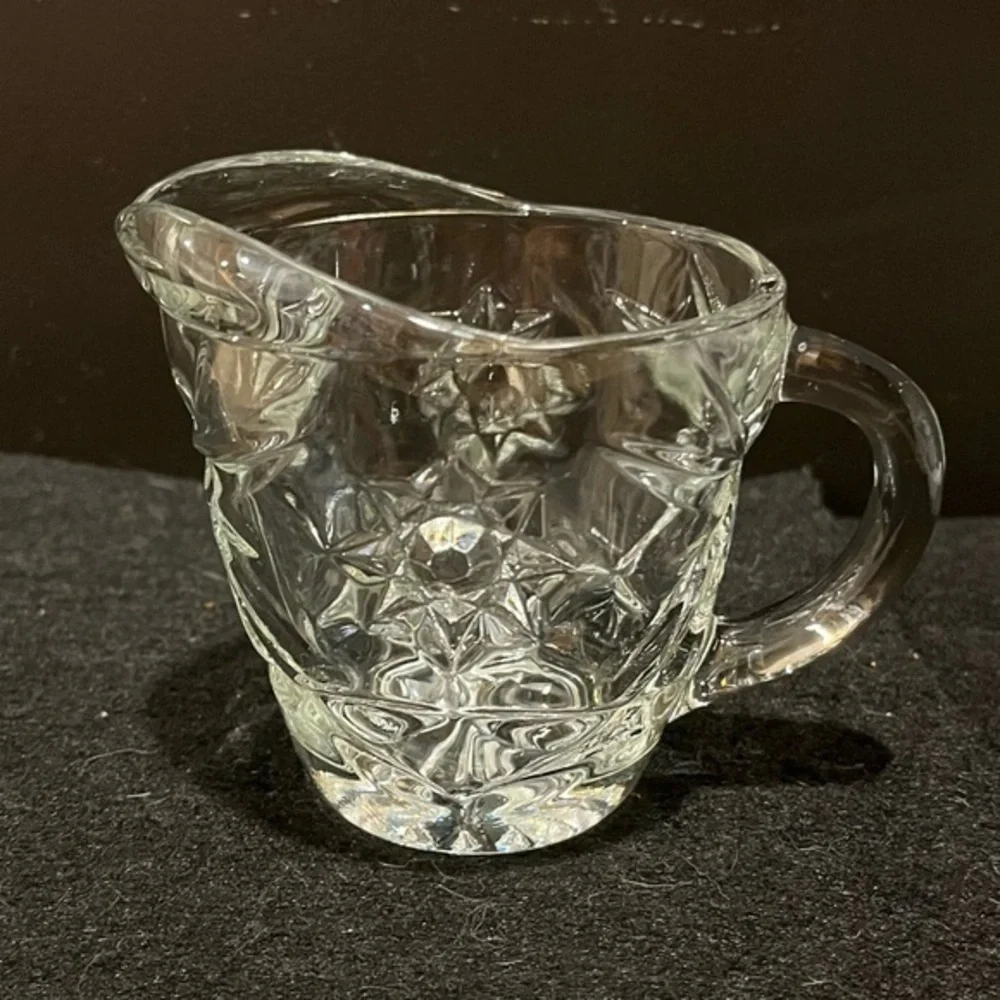 Vintage Anchor Hocking Prescut Clear Star of David pattern creamer pitcher